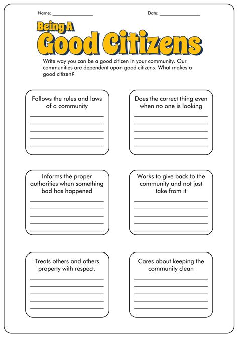 Good citizenship worksheet people examples – Artofit
