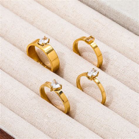 Solitaire Rings – Gold-Plated Stainless-Steel Jewelry | TISA