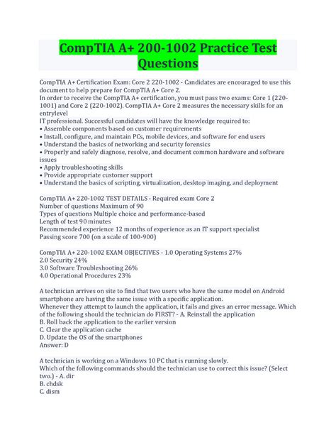 Image result for CompTIA a Practice Test Questions and Answers