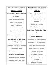 Image result for Common Conversion Factors