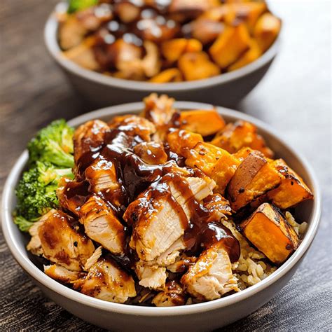 BBQ Chicken & Roasted Sweet Potato Bowls - Recipe Yumm