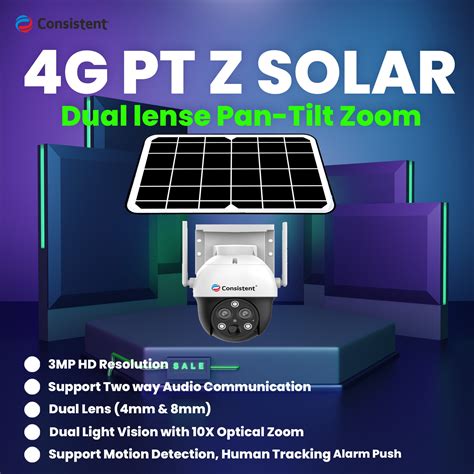 Consistent 4G PT Z Solar Powered Camera| 4G SIM | IP66 Waterproof | 2 ...