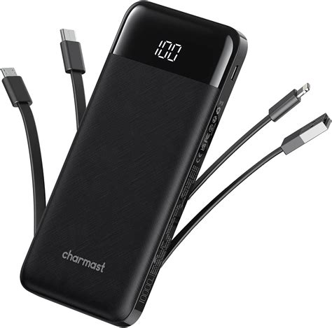 Amazon.com: charmast Portable Charger with Built in Cables, Power Bank with Cords Wires, Slim ...