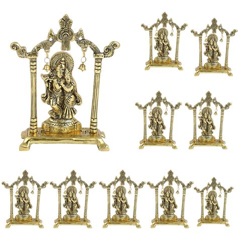 Buy Collectible India Metal Gold Plated Radha Krishna Idol Sculpture ...