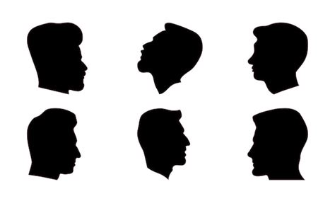 L'homme silhouette se dirige de profil. Avatars de contour de visage ...