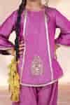Buy Mauve Embroidery, Sequins Butti Work Kurta Tulip Pant Set For Girls ...