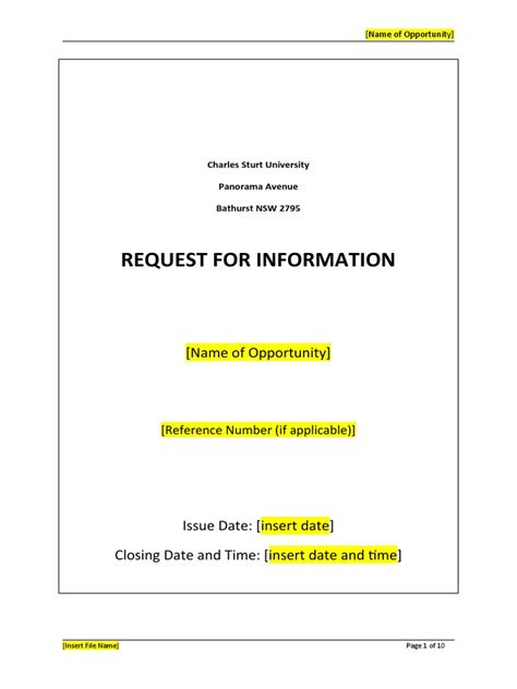 Request For Information Template 32 | PDF | Request For Information ...