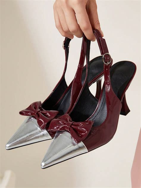 CUCCOO CHICEST Saltos Altos Stilettos Bico Fino com Laço em Contraste ...