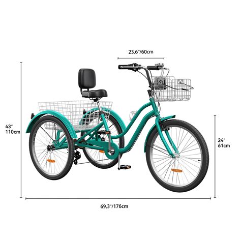 Dextrus 7-Speed 24-Inch Tricycle, 3-Wheel Adult Cruiser Bike, Low Step ...