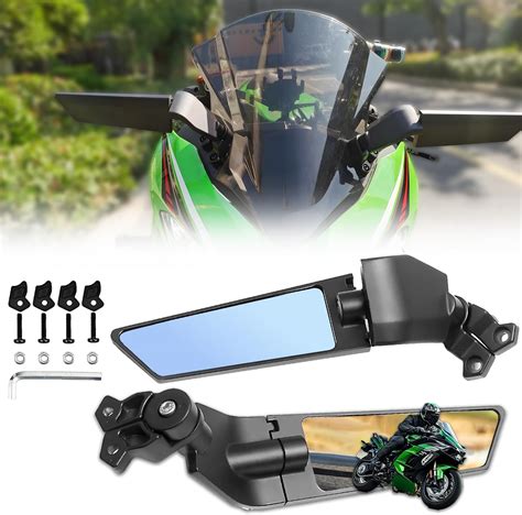 Amazon.com: KAIQIVEM Motorcycle Mirrors Stealth Wind Wing Side Rearview ...