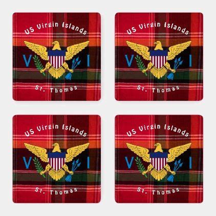 US Virgin Islands Flag St. Thomas USVI Madras Coaster Set | Zazzle ...