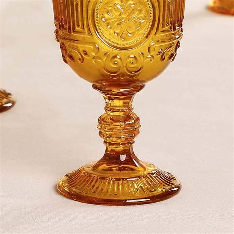 Set Of Four Amber Embossed Wine Glasses By Dibor | notonthehighstreet.com