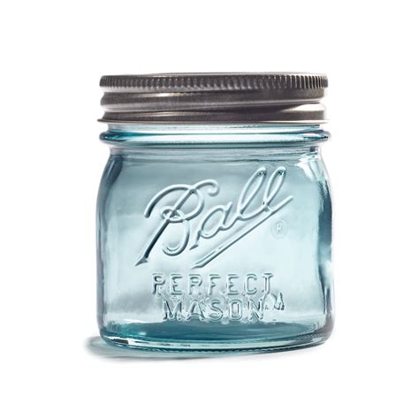 Ball Aqua Vintage Regular Mouth Half Pint Glass Mason Jars, 8 oz, 4 ...
