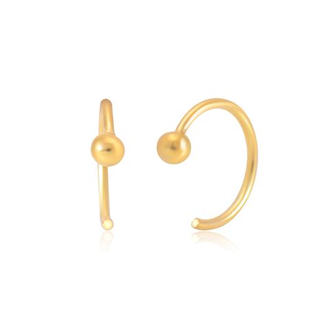 Buy Ball Gold Plated 92.5 Sterling Silver Adjustable Hoops Earrings ...