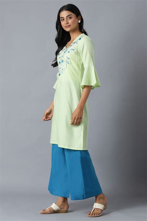 Buy Green kurta and Blue Palazzo Set Online for Woman | Shop for Aurelia