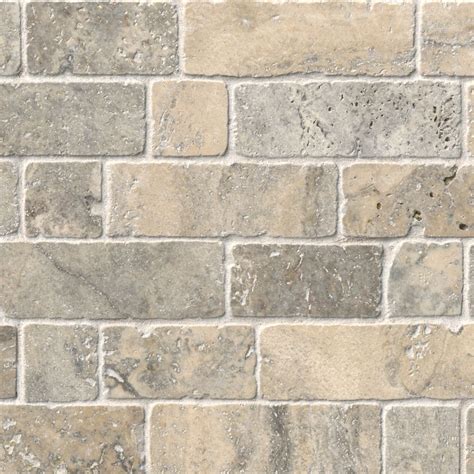 Claros Silver Broken Brick Travertine Wall and Floor Tile - 12 x 12 in ...