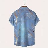 OUKU Men's Palm Leaf Tropical Plants Summer Hawaiian Shirt Button Up ...