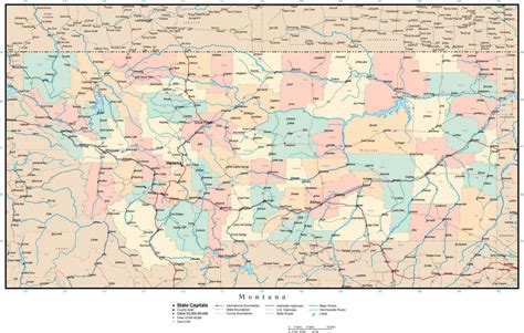 Printable Montana County Map