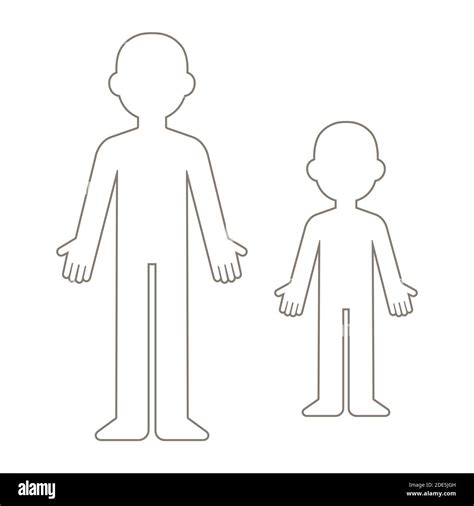 Simple cartoon blank body template. Adult and child figure outline ...