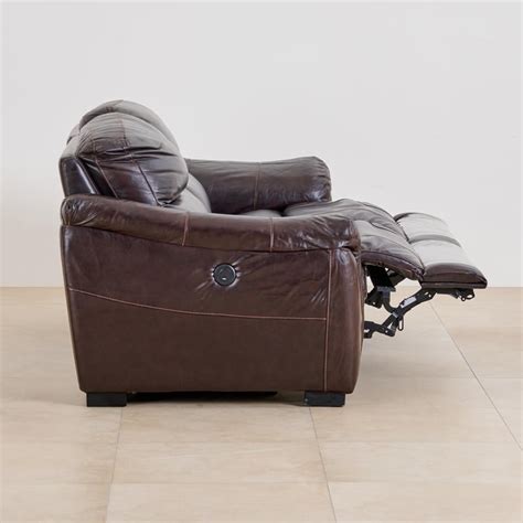Buy (Refurbished) Beta Half Leather 3-Seater Electric Recliner - Brown ...