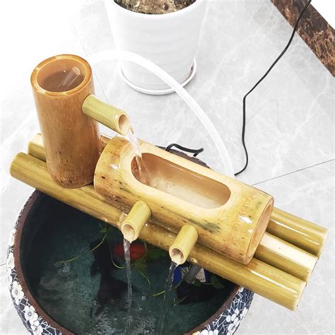 F款 竹子流水器竹筒流水养鱼过滤金鱼缸摆件水循环流水自制喷泉-阿里巴巴