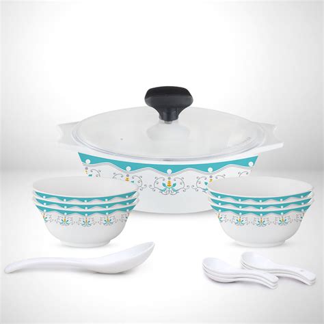 Larah By Borosil Royal Jade Soup Set