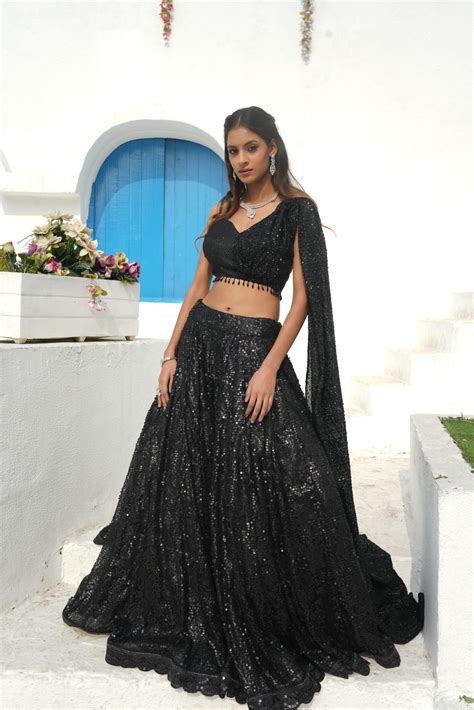 Midnight Elegance – Black Net Lehenga Set – Nehasika
