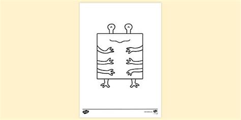 Square Alien Colouring Sheet | Colouring Sheet - Twinkl