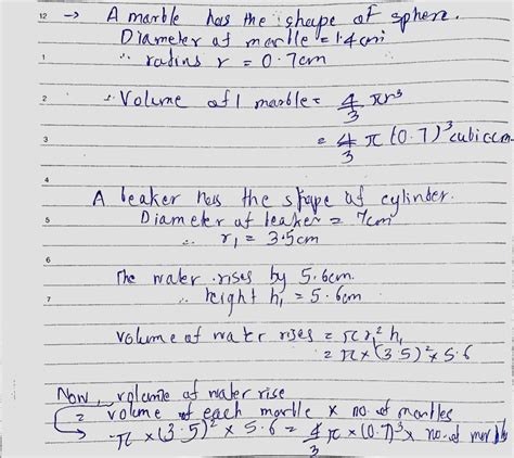 Marbles of diameter 1.4 cm are dropped into a cylindrical beaker of ...