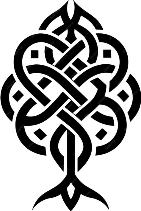 Black yggdrasil tattoo stencil norse mythology clipart | Premium AI ...