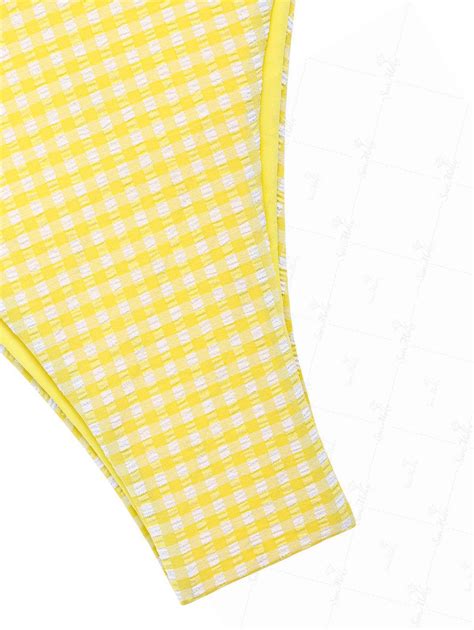 Seamolly Gingham Textured Cinched Tied Cheeky Bikini Set