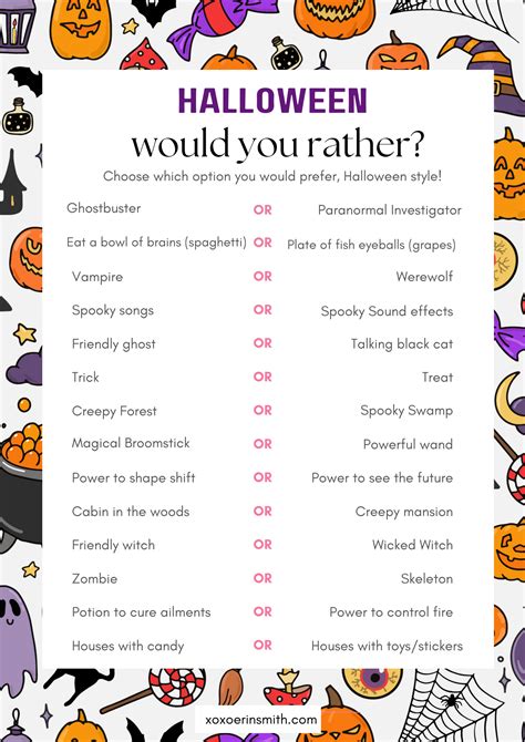 Halloween Would You Rather Questions Free Printable Kids ...
