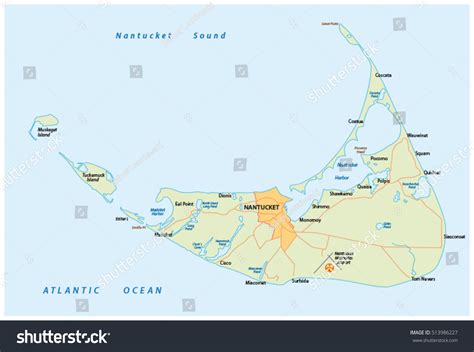 Map Nantucket Island Us State Massachusetts Stock Vector (Royalty Free ...