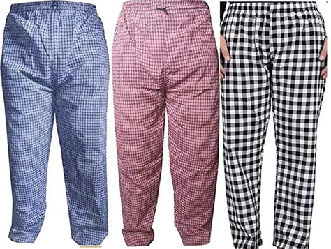 Buy Men's Cotton Checkered Pajama Pack of 3 at Amazon.in