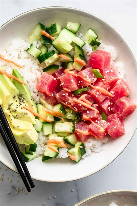 Spicy Ahi Tuna Poke Bowl Recipe | Food Faith Fitness