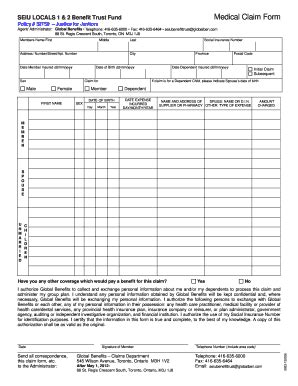Justice for Janitors Medical Claim Form - Blank Fillable Template ...