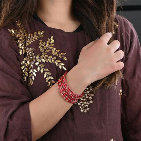 Buy Afast Elegant Bridal & Wedding Party Fashion Bangle/Kada Set, Red ...