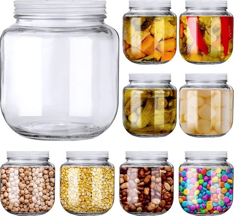 Eaasty 8 Pack 64 oz Mason Jar Glass Jars Canning Jars Half Gallon 2 ...
