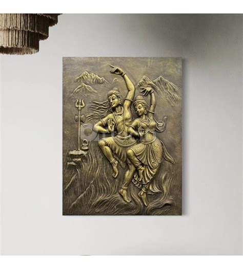 Buy 4x3 Feet Shiv Parvati 3D Relief Mural Wall Art Online - Artociti