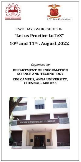 Let us Practice LaTex -Two days workshop - Anna University , CEG Campus ...
