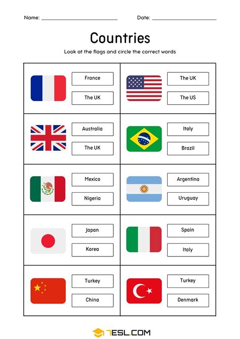 Countries Worksheet 的图像结果