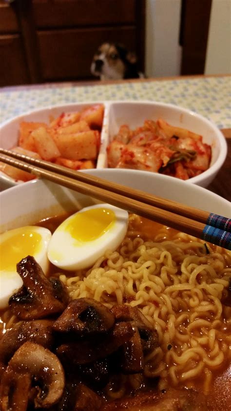 Shin Ramen with Egg and Mushrooms Recipe