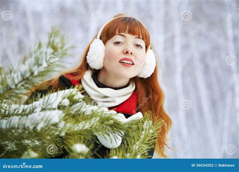 Redhead winter woman stock photo. Image of attractive - 36034202