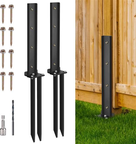 Amazon.com : 2 Pack Fence Post Anchor Kit, Heavy Duty Steel Fence Post ...