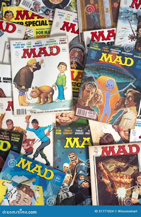 Old Vintage Mad Magazine Cartoon Comic Books Editorial Stock Image ...