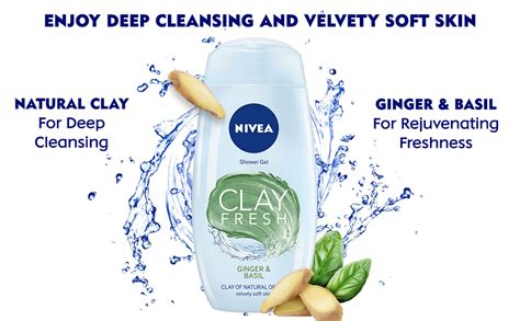 Buy NIVEA Body Wash 250 ml | Clay Fresh Ginger & Basil Shower Gel ...