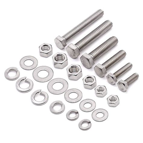 M14 x 30mm Hex Head Screws Bolts, Nuts, Flat & Lock Washers Kits (14MM ...