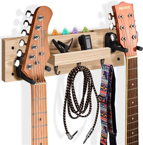 MOKURA Guitar Wall Mount with 360° Rotatable Hook Double Guitar Wall ...