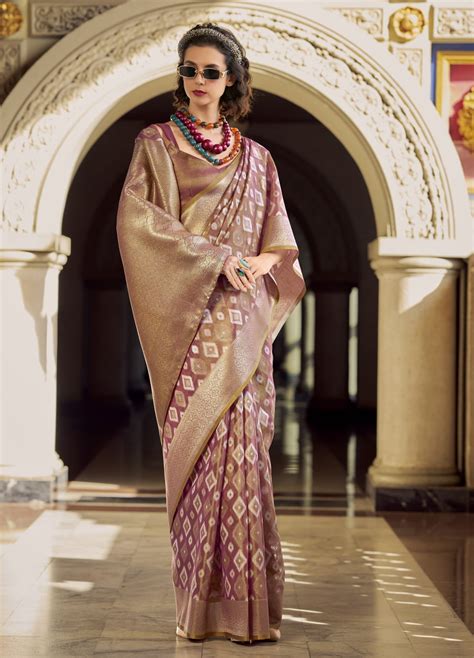 Elegant cotton zari Saree with Ikat Motifs