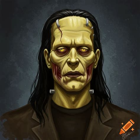 A portrait illustration of Frankenstein's monster. on Craiyon